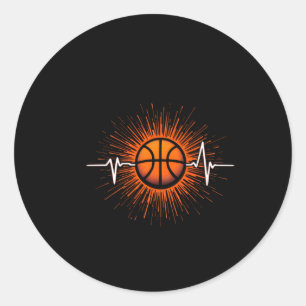 Basketball Heartbeat – Love For The Game Tee Classic Round Sticker