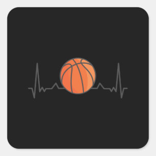 Basketball Heartbeat Lover Square Sticker