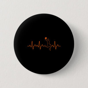 Basketball Heartbeat Player BBall Coach Gift For M 6 Cm Round Badge