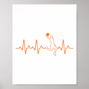 Basketball Heartbeat Player BBall Coach Gift For M Poster