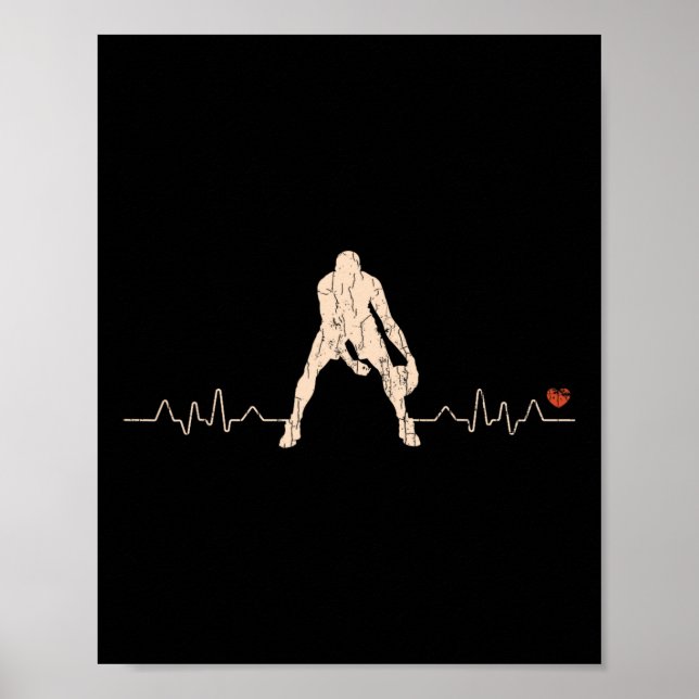 Basketball Heartbeat Player Gift 1 Poster (Front)