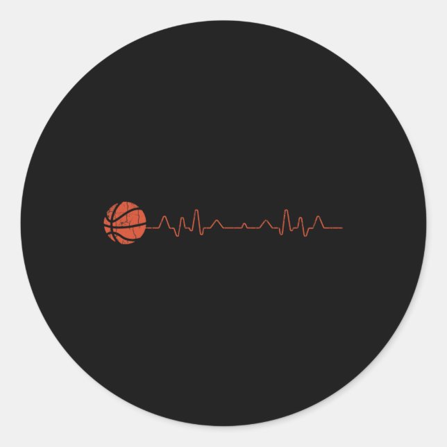 Basketball Heartbeat Player Gift  Classic Round Sticker (Front)