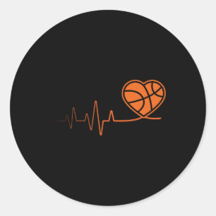Basketball Heartbeat Sport Motive Classic Round Sticker