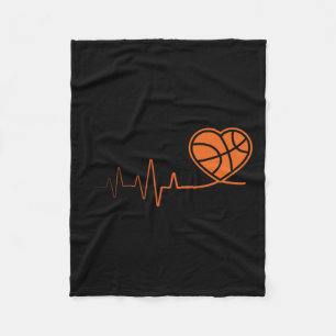 Basketball Heartbeat Sport Motive  Fleece Blanket