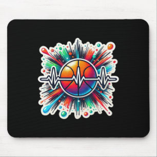 Basketball Heartbeat Sticker - Perfect For Sports Mouse Mat