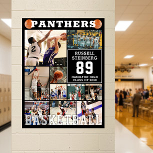 Basketball High School Senior Night Photo Collage Poster