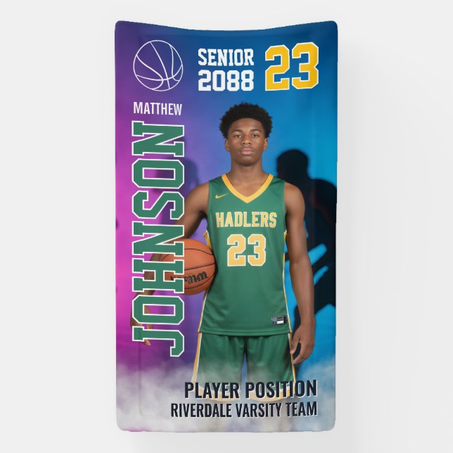 Basketball High School Senior Night Sports Display Banner (Vertical)