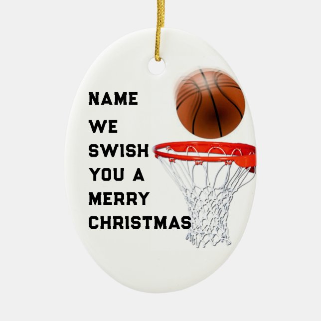 Basketball Holiday Gift Ceramic Tree Decoration (Front)