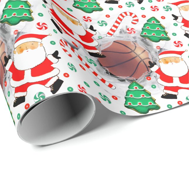 Basketball Holiday Gift Wrapping Paper (Roll Corner)