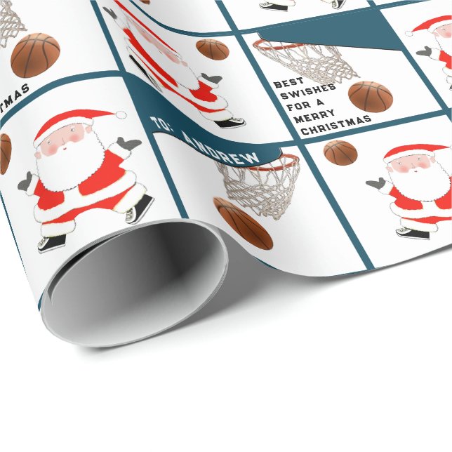 Basketball Holiday Gift Wrapping Paper (Roll Corner)