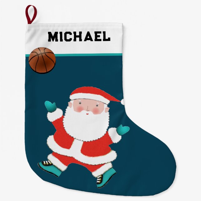 Basketball Holiday Gifts Large Christmas Stocking (Front)