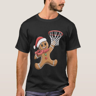 Basketball Holiday Gingerbread Man Playing Basketb T-Shirt