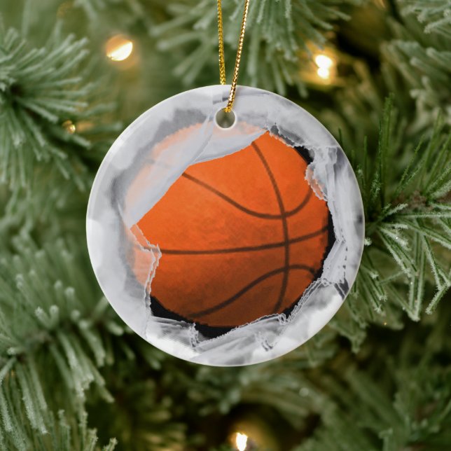 Basketball Holiday Keepsake Ceramic Tree Decoration (Tree)