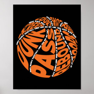 Basketball Hoodies For Boys Men Women Girls Word Poster