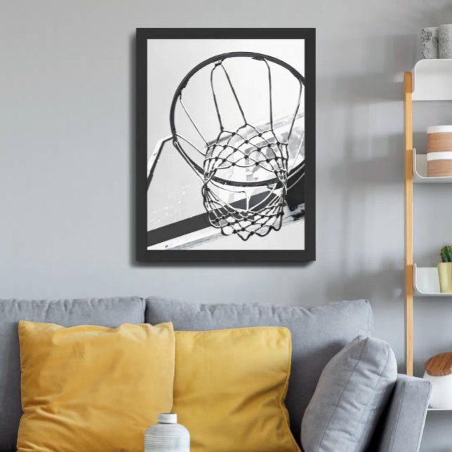 Basketball Hoop Black and White Minimalist Photo Poster (Creator Uploaded)