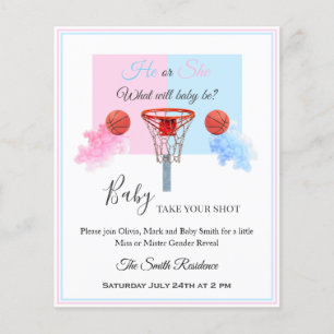 Basketball hoop blue pink smoke ball gender reveal