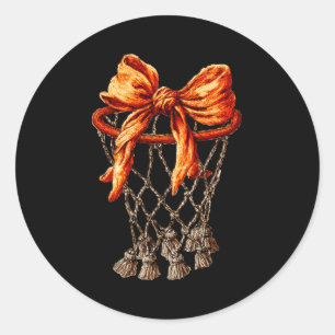 Basketball Hoop Net Coquette Bow Basketball Player Classic Round Sticker