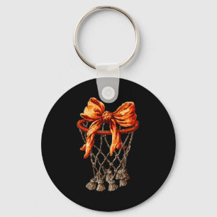 Basketball Hoop Net Coquette Bow Basketball Player Key Ring