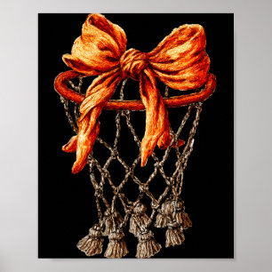 Basketball Hoop Net Coquette Bow Basketball Player Poster