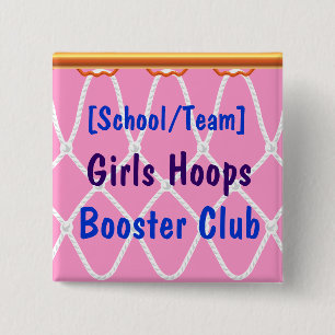 Basketball Hoop Net_Hoops Booster Club template 15 Cm Square Badge