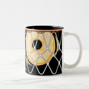 Basketball Hoop Net_on black_Donut Dunkers Two-Tone Coffee Mug