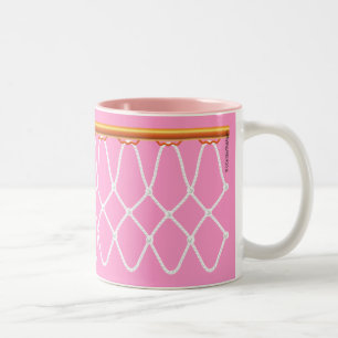 Basketball Hoop Net on pink Two-Tone Coffee Mug