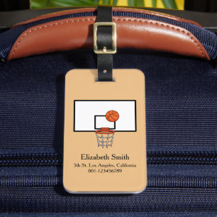 Basketball Hoop Personalise Luggage Tag