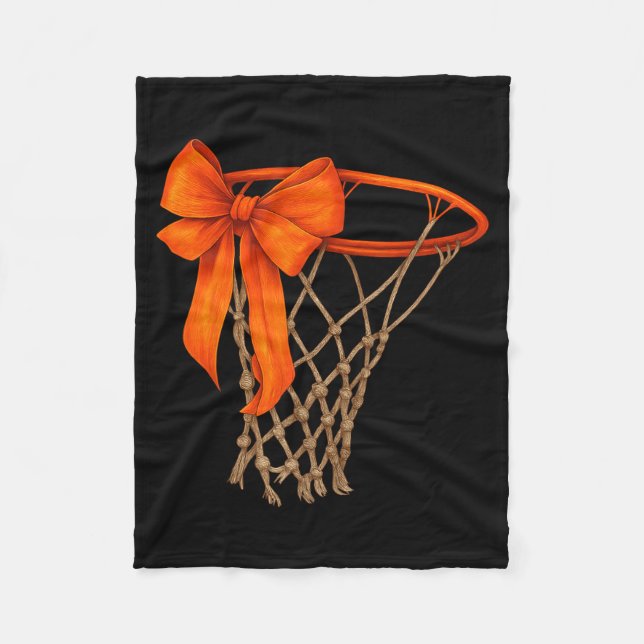Basketball Hoop With Bow Cute Basketball Aesthetic Fleece Blanket (Front)