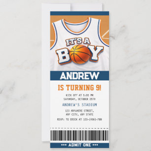 Basketball Hoopla Birthday Bash Ticket Invitations