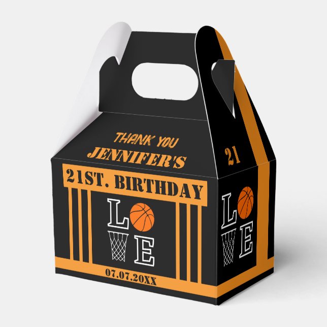 Basketball Hoops, Basketball Player Gift Birthday Favour Box (Front Side)