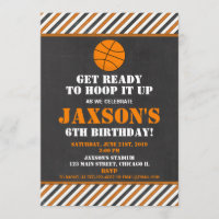 Basketball hoops birthday party invitation boy