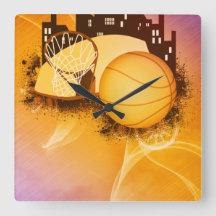 Basketball Hoops Dream Sports Square Wall Clock