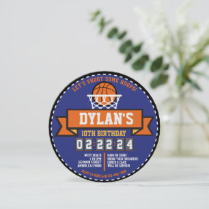 BASKETBALL HOOPS GAME Sports Birthday Party Round Invitation