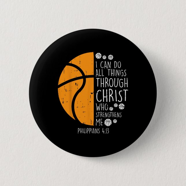 Basketball i can do things Bible Verse God Jesus G 6 Cm Round Badge (Front)