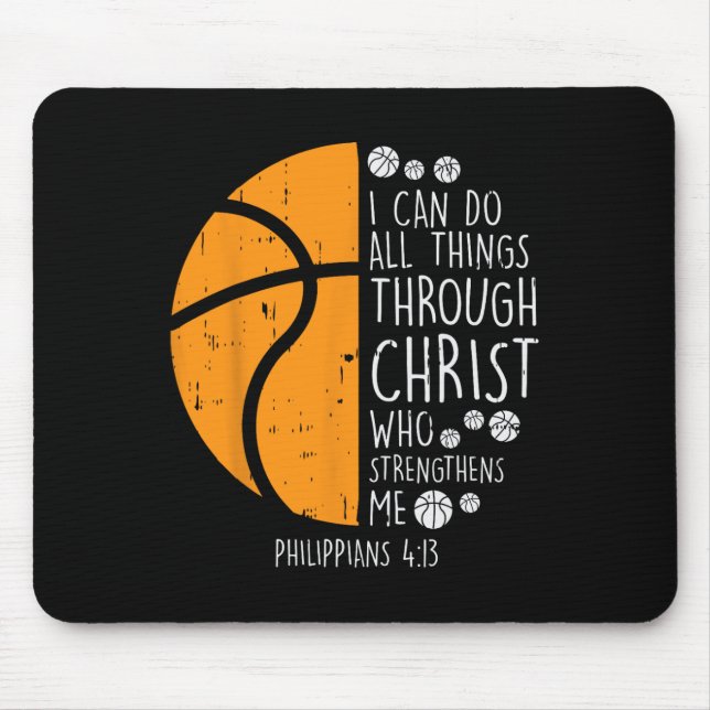 Basketball i can do things Bible Verse God Jesus G Mouse Mat (Front)