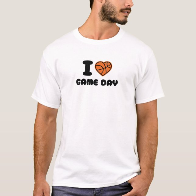 Basketball I ❤️ GAME DAY I LOVE HEART GAME DAY T-Shirt (Front)