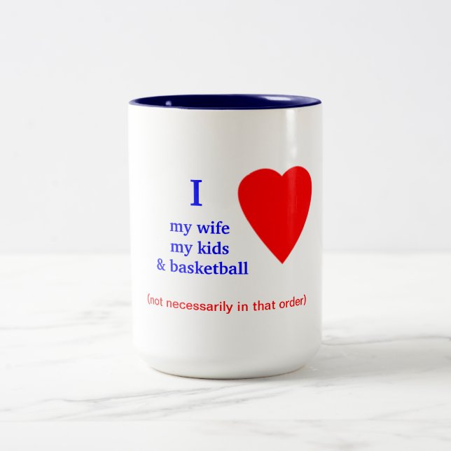Basketball I Heart My Wife Two-Tone Coffee Mug (Center)