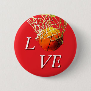 Basketball I Love 6 Cm Round Badge