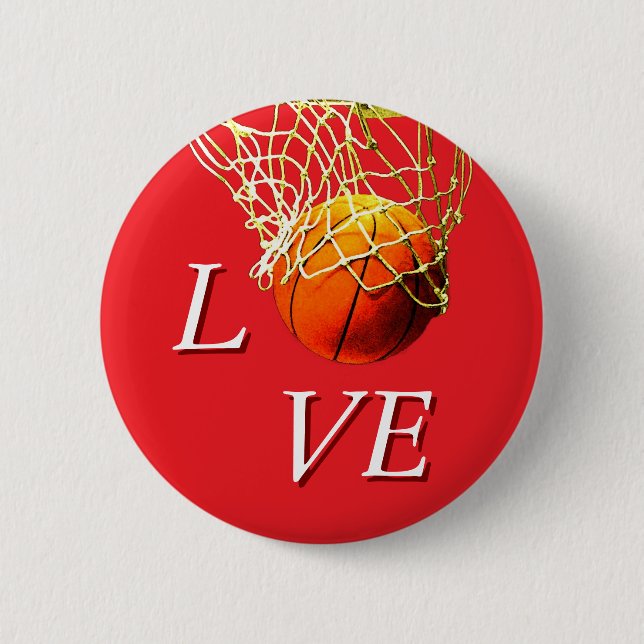 Basketball I Love 6 Cm Round Badge (Front)