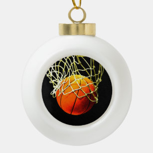 Basketball I Love Ceramic Ball Christmas Ornament