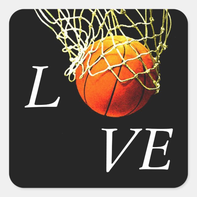 Basketball I Love Square Sticker (Front)