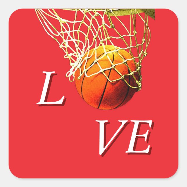 Basketball I Love Square Sticker (Front)