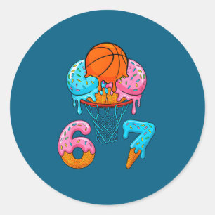 Basketball Ice Cream Drip 67 Classic Round Sticker