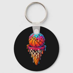 Basketball Ice Cream Drip For Boys Girls Youth Bas Key Ring