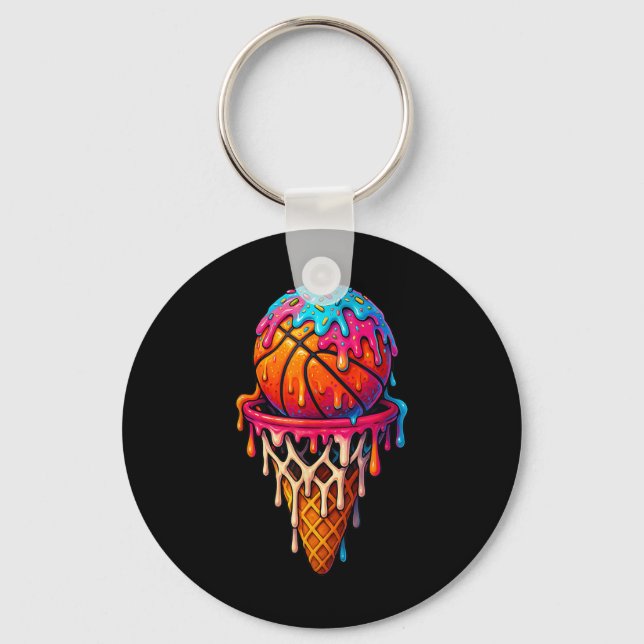 Basketball Ice Cream Drip For Boys Girls Youth Bas Key Ring (Front)
