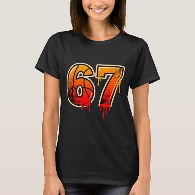 Basketball Ice Cream Drip Funny 67 Six Seven Gen A T-Shirt (Front)