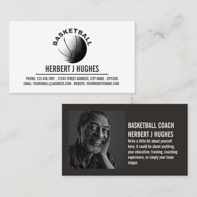 Basketball Icon, Basketball Player, Coach, Photo Business Card (Front/Back)