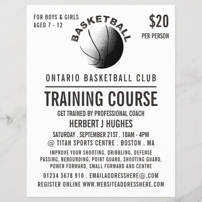 Basketball Icon, Basketball Training Course Flyer (Front)