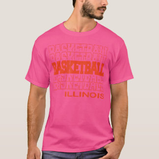 Basketball Illinois In Modern Stacked Lettering T-Shirt