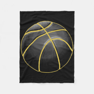 Basketball Illustration Black Gold Ball Design Str Fleece Blanket